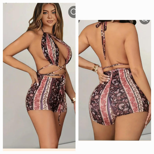 Halter top Paisley Short Set