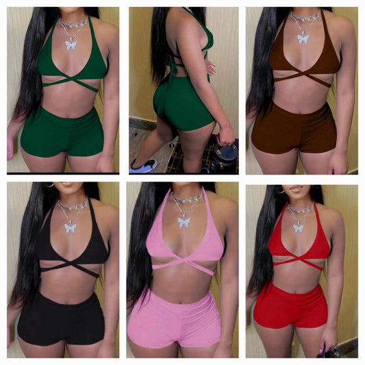 Chill Set - Criss Cross Bralette Body Short Set