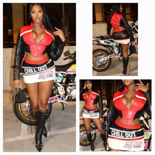Faux Leather Skirt Set