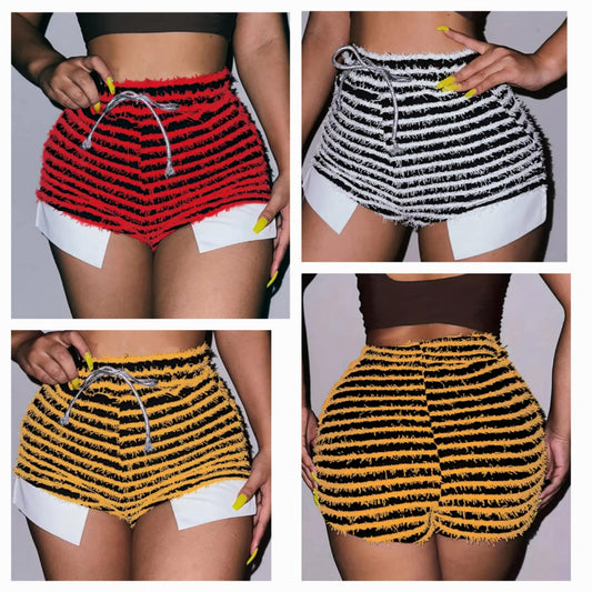 Shaggy Terry Cloth Striped Shorts