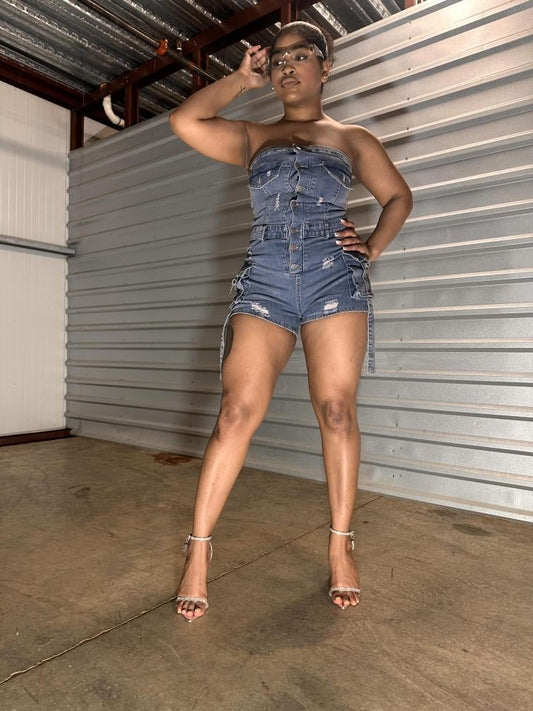 Cargo Denim Romper