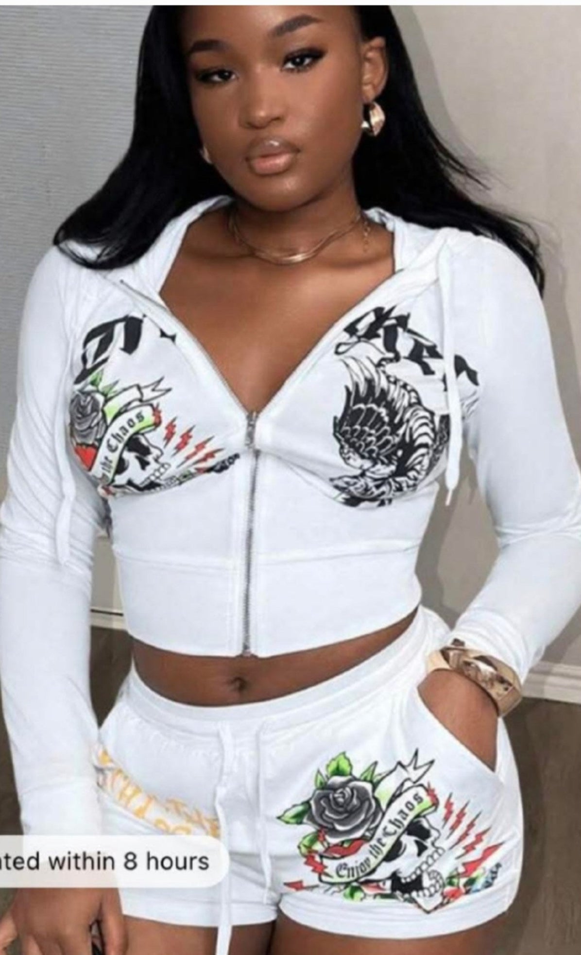 Chill - Graphic White Short Set