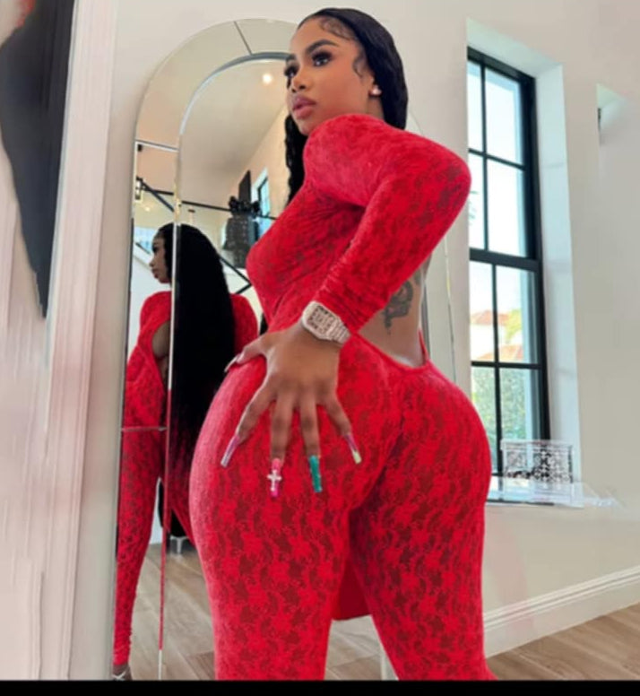 Red Cutout Jumpsuit