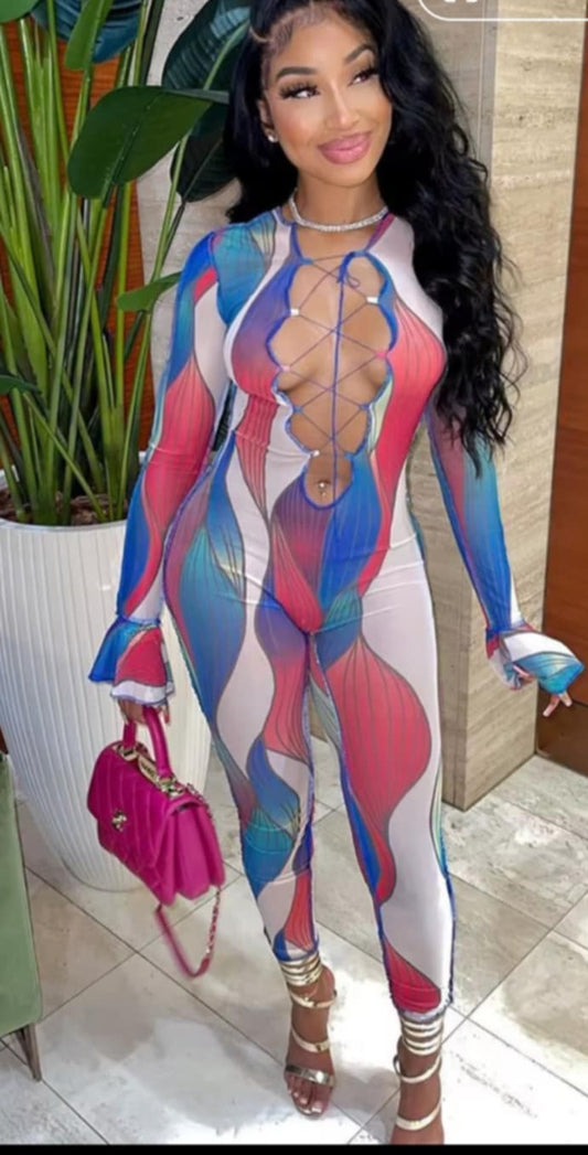 Crisscross Colorful Jumpsuit
