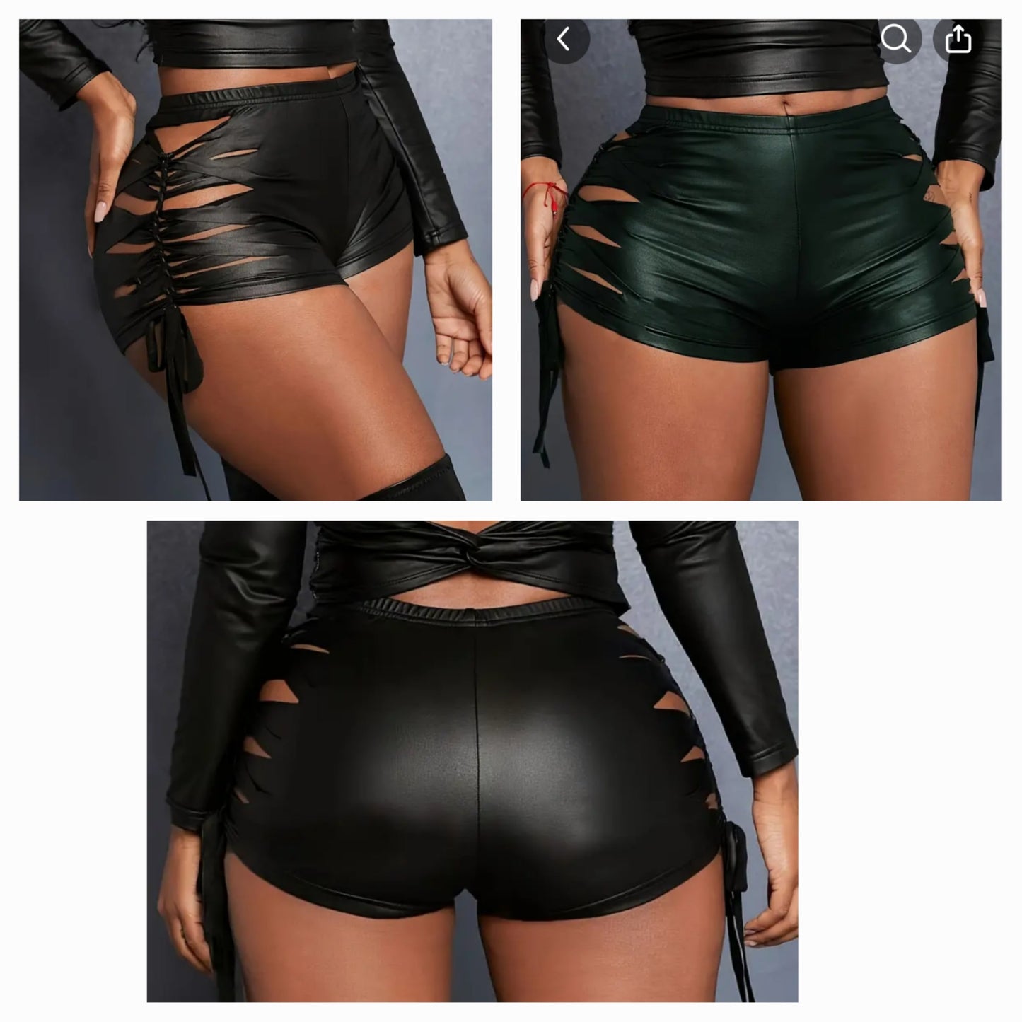 Cutout Tie Shorts Faux Leather