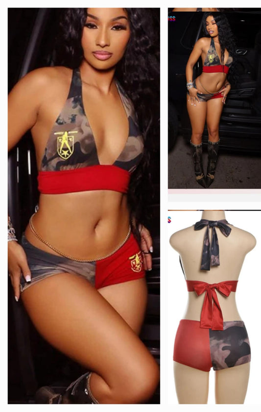 Bralette Top Emblem Short Set