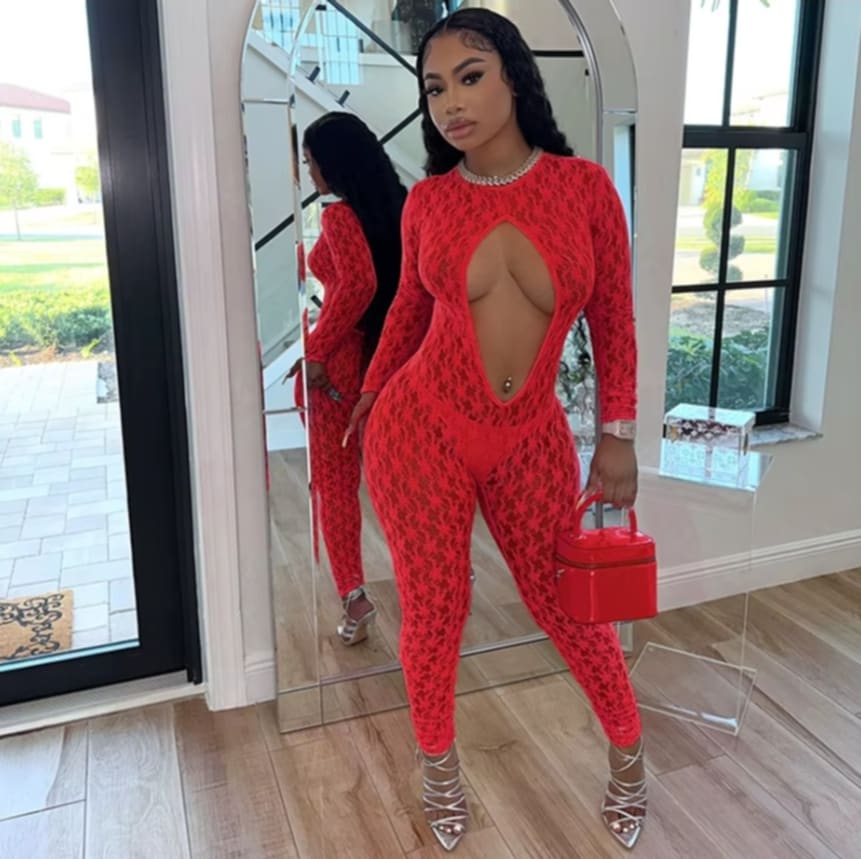 Red Cutout Jumpsuit