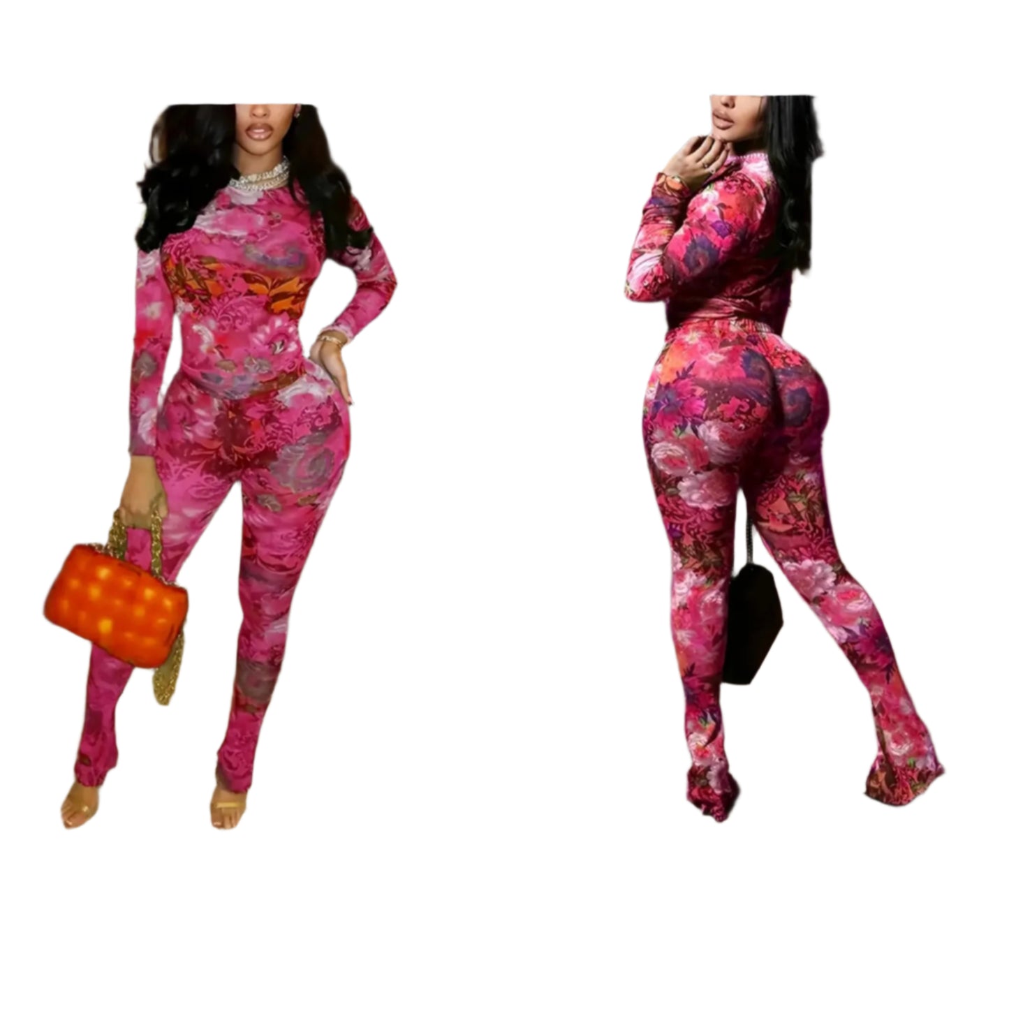 Mesh Floral Pant Set