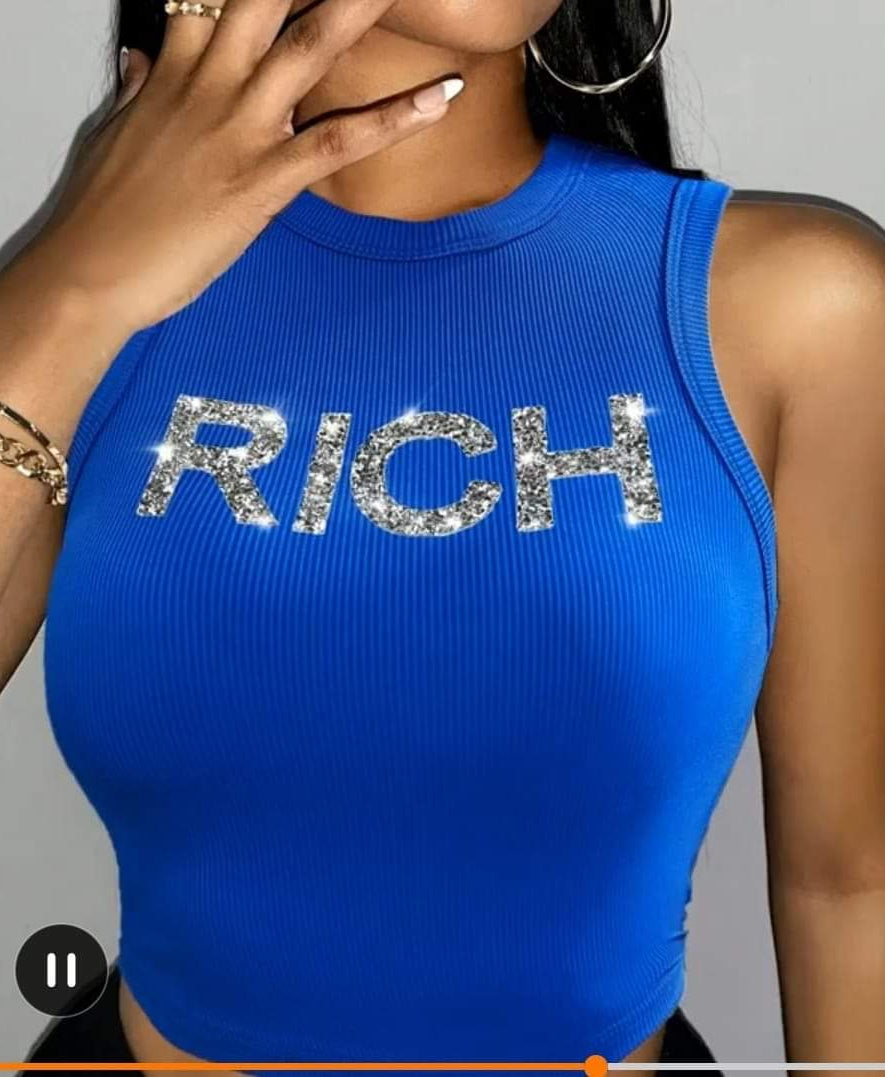 RICH Blue Crop Top