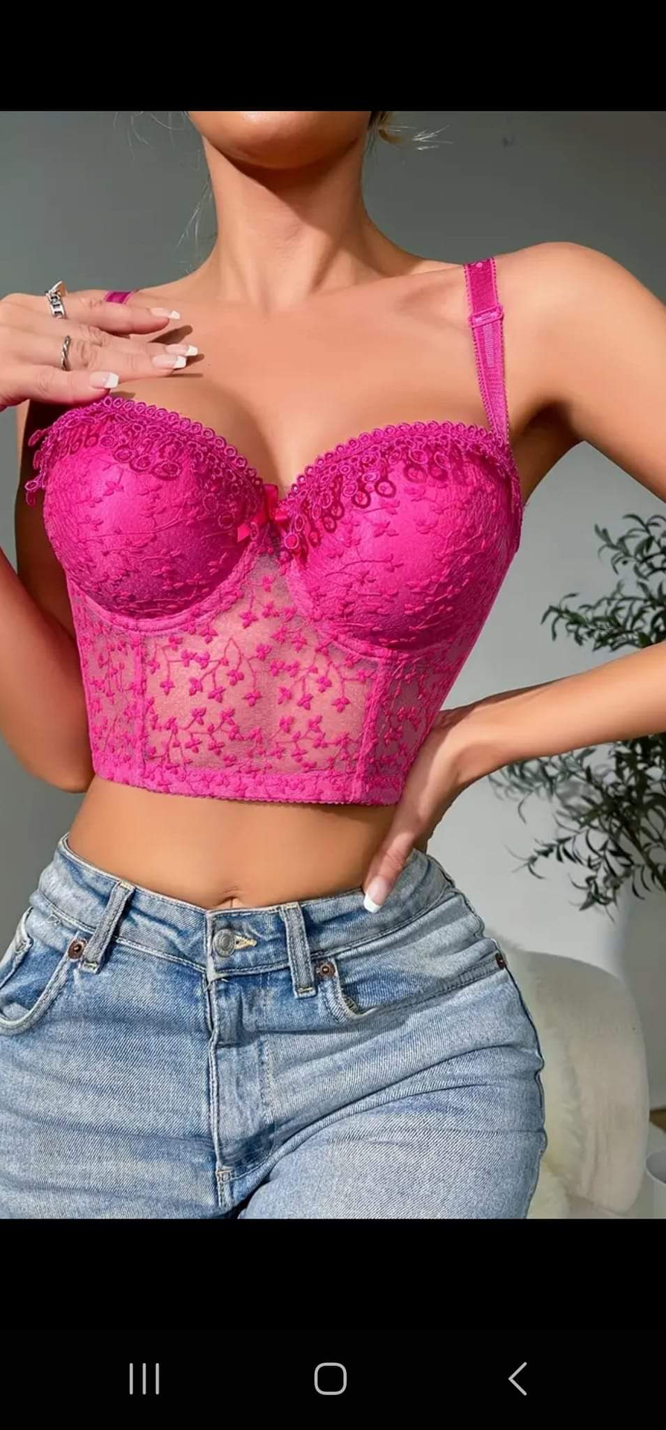 Embossed Bralette  Bustier Fuschia or Black