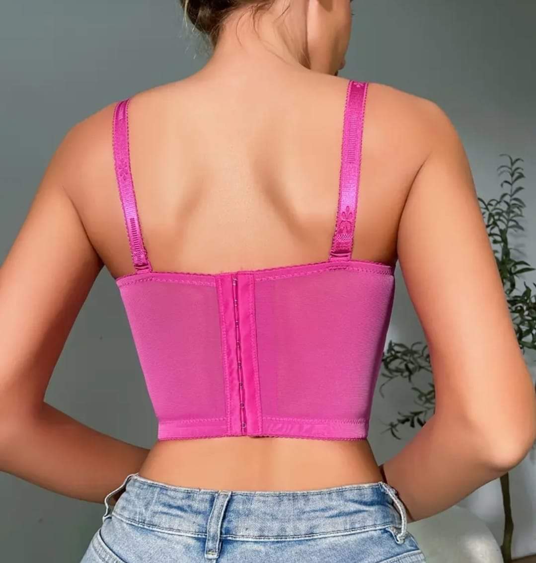Embossed Bralette  Bustier Fuschia or Black
