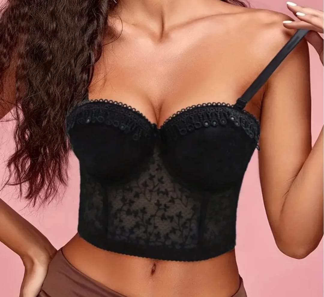 Embossed Bralette  Bustier Fuschia or Black