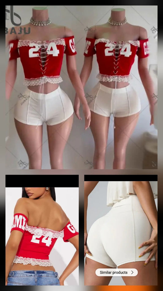 Skort or Short Red lace Top