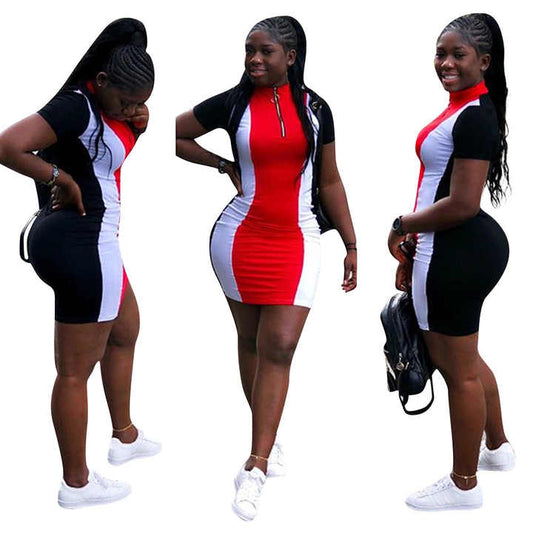 Two Tone Short Sleeve Tennis Dress