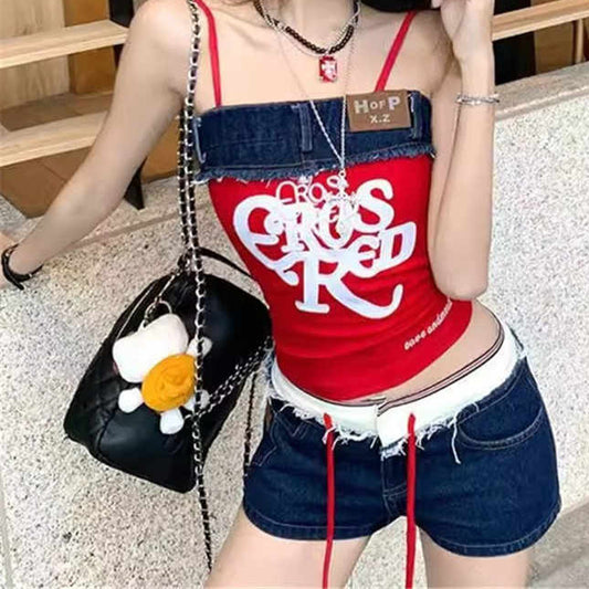 Denim Graphic Short Set
