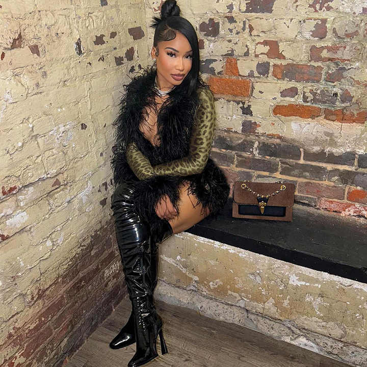 Thick FUR look Cheetah Dress