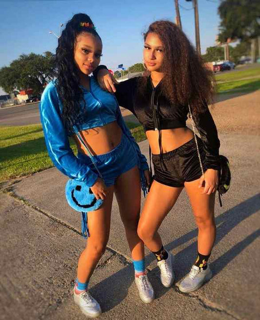 Long Sleeve Velour Short Set