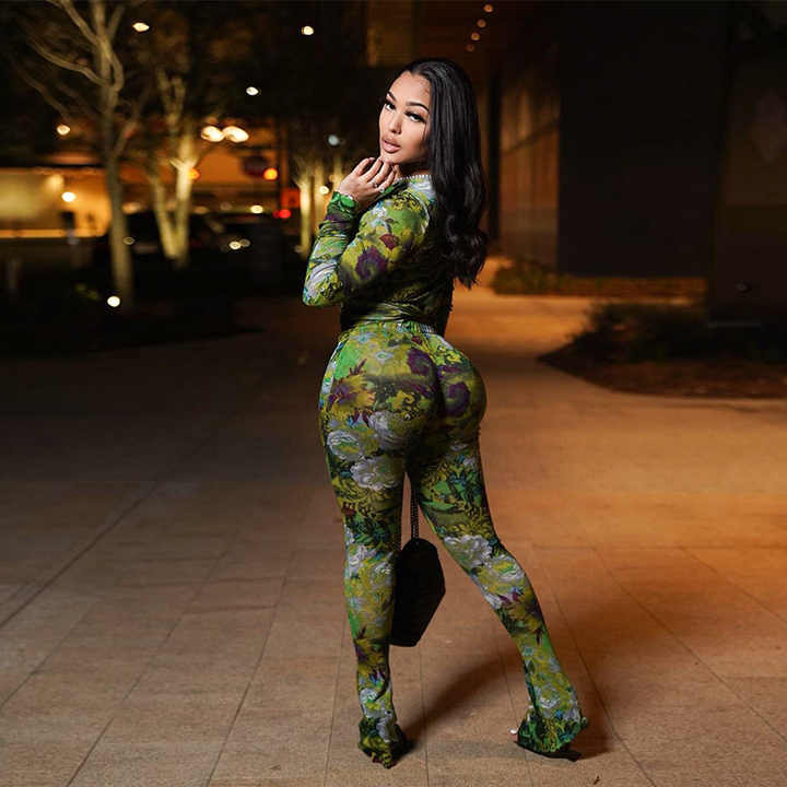 Mesh Floral Pant Set