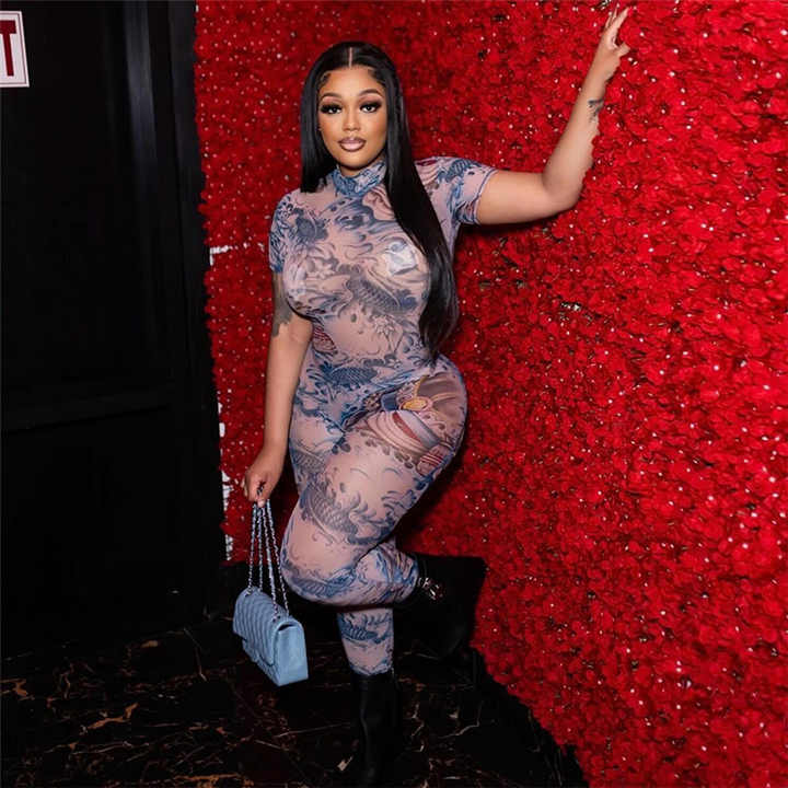Mesh Oriental Design Jumpsuit