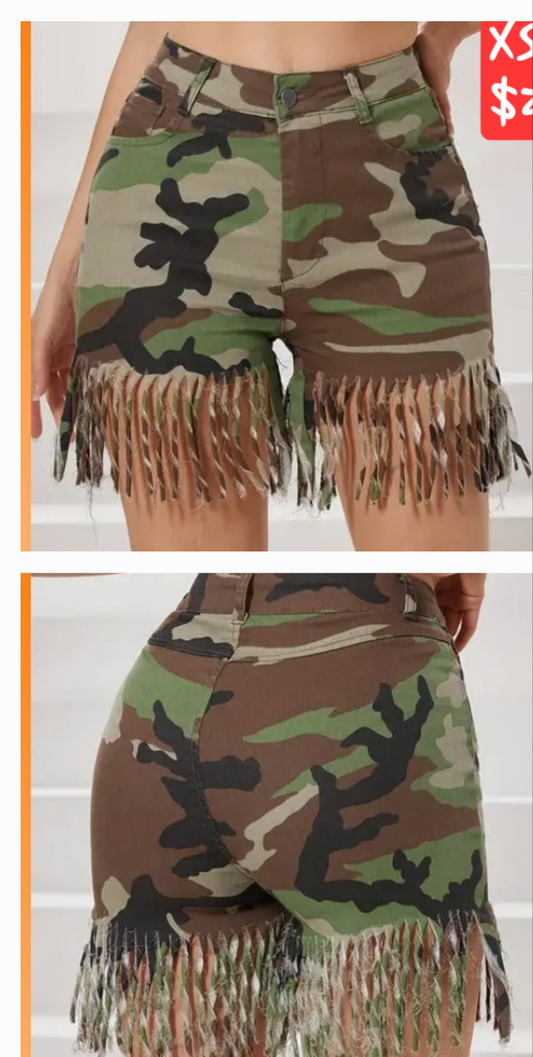 Camo Tassel Shorts