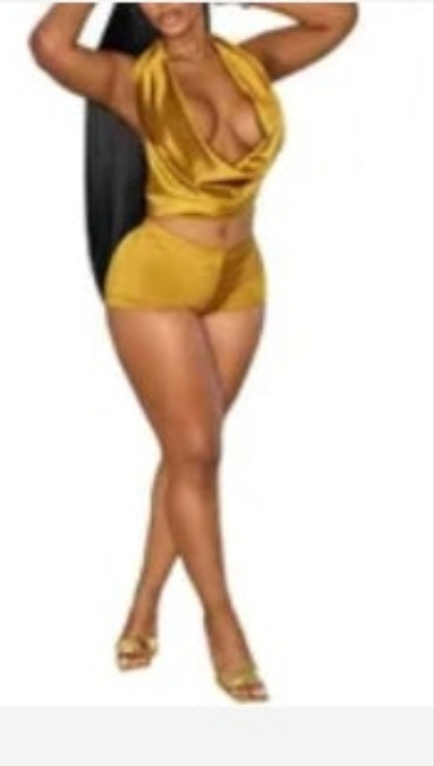 Satin Plunge Neckline Short Sset