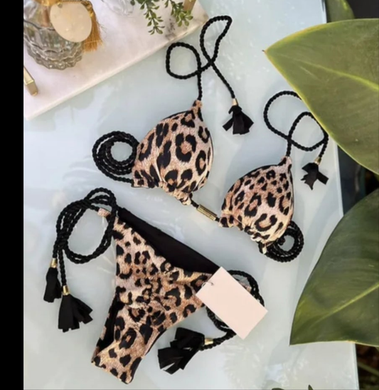 Cheetah Tassel Bikini
