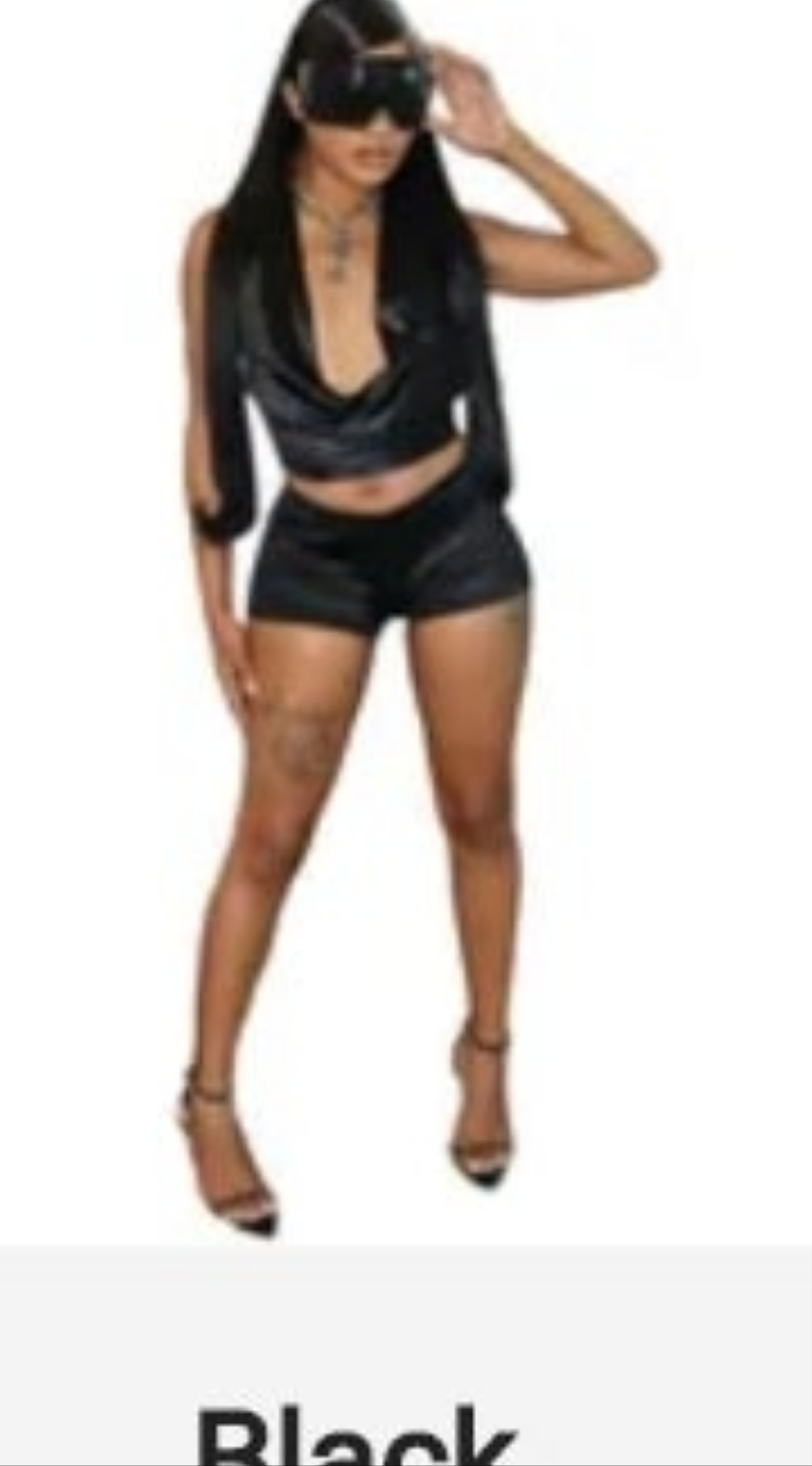 Satin Plunge Neckline Short Sset