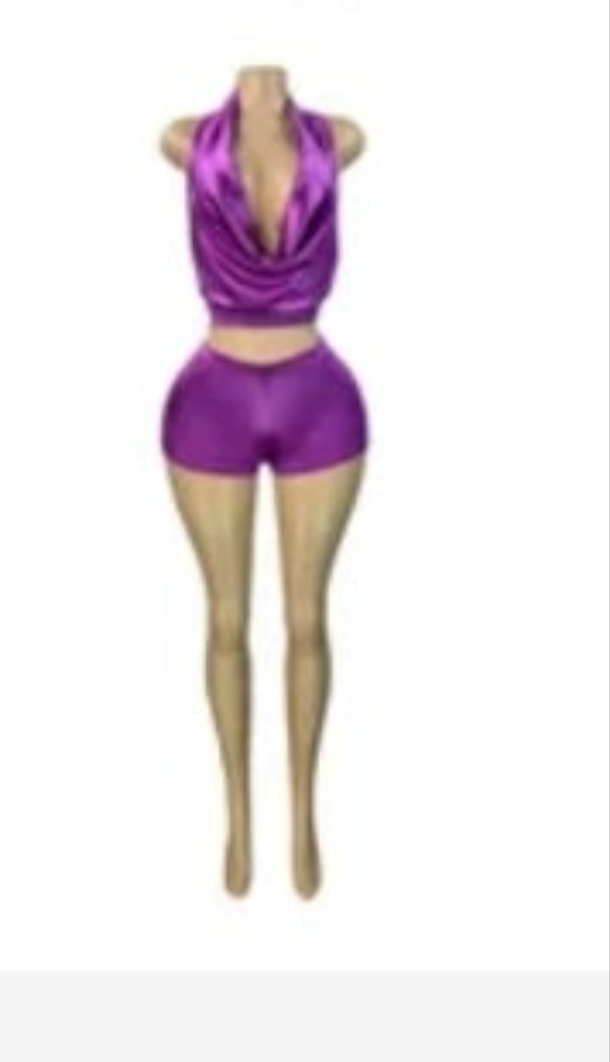 Satin Plunge Neckline Short Sset