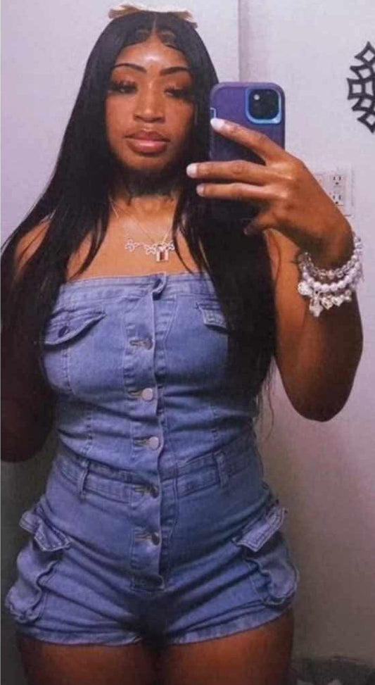 Strapless Denim Romper