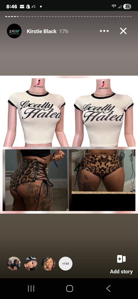 Model showcasing the Locally Hated Short Set, featuring a cropped shirt and stylish bottom.