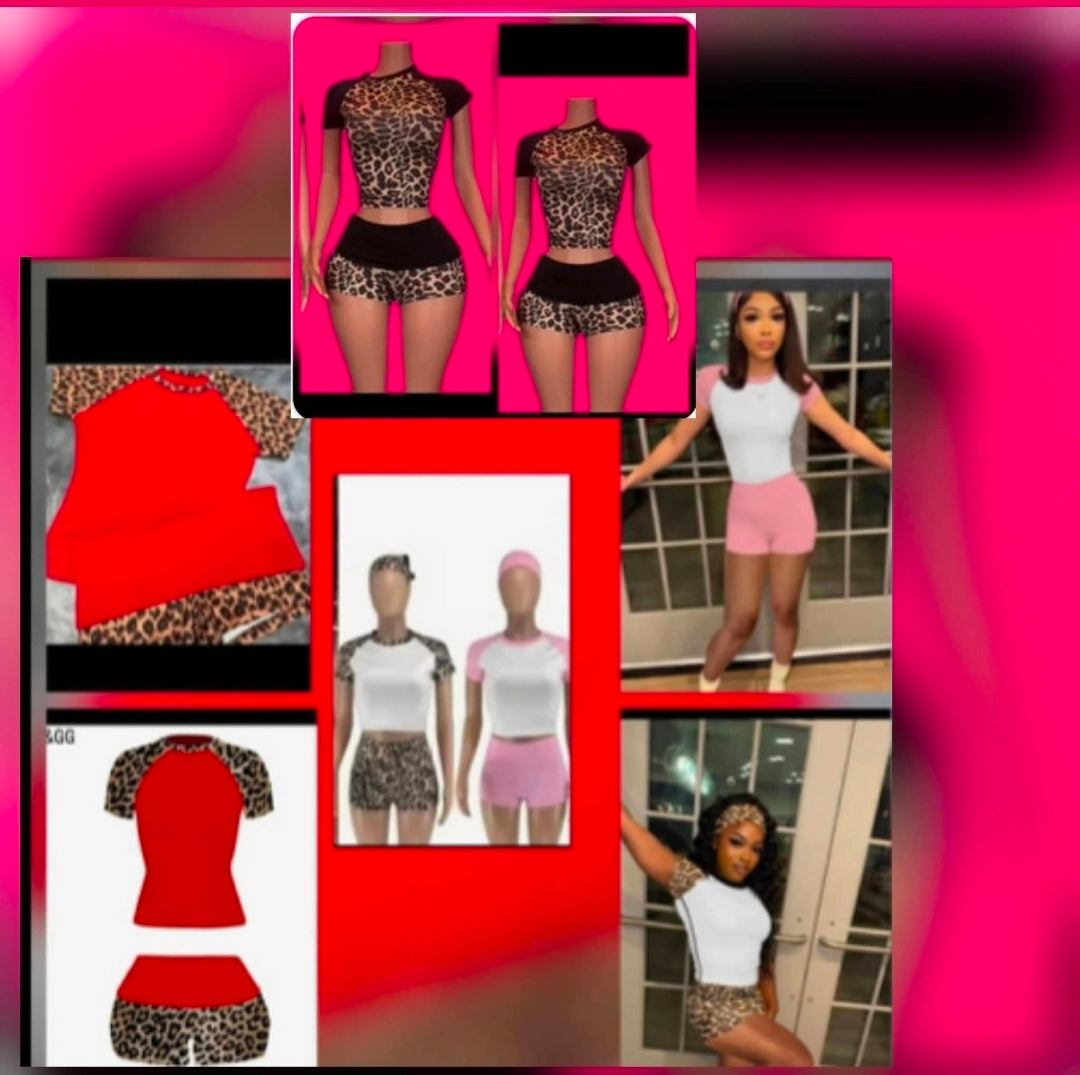 women's pink cheetah matching outfit