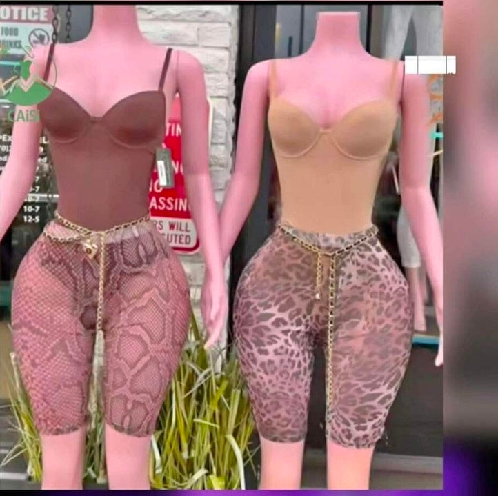 women's mesh biker bodysuit set