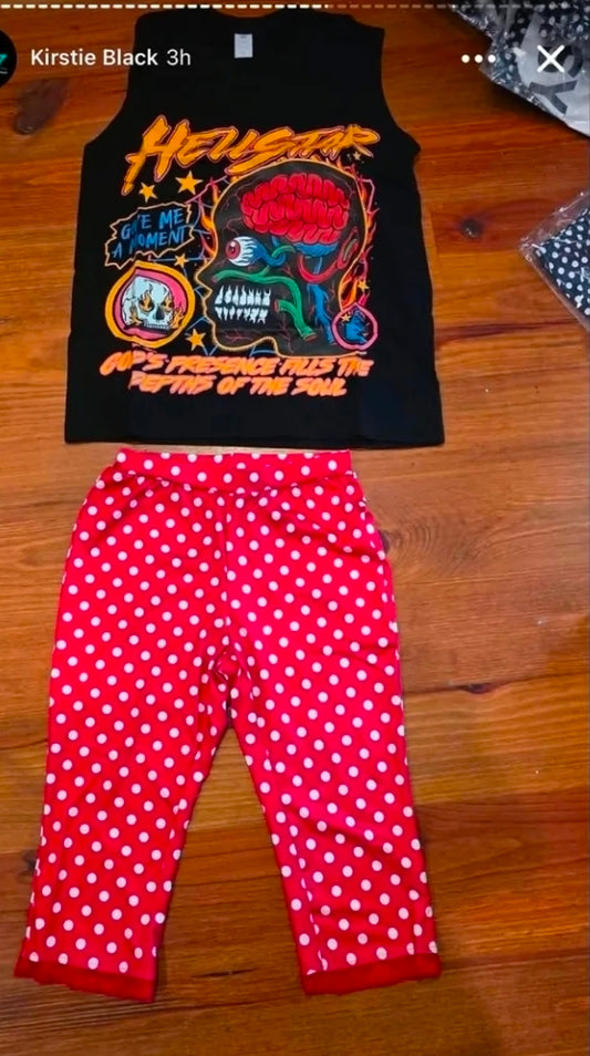 Graphic Tee Custom Set polka optional pant or shorts (see pic 2)