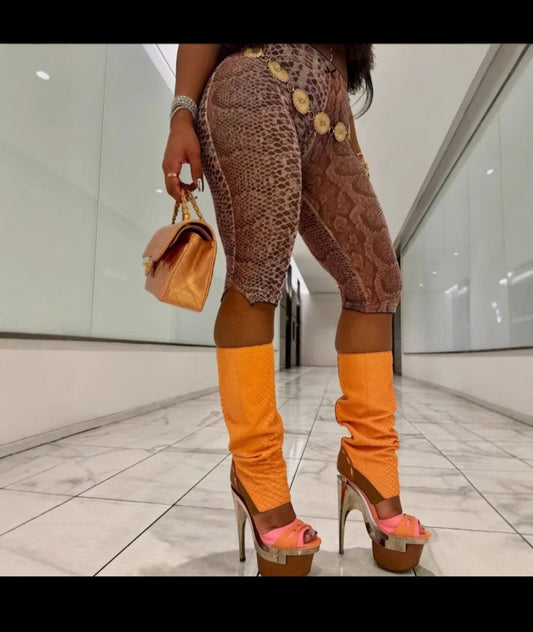 Mesh Capri Leggings Cheetah