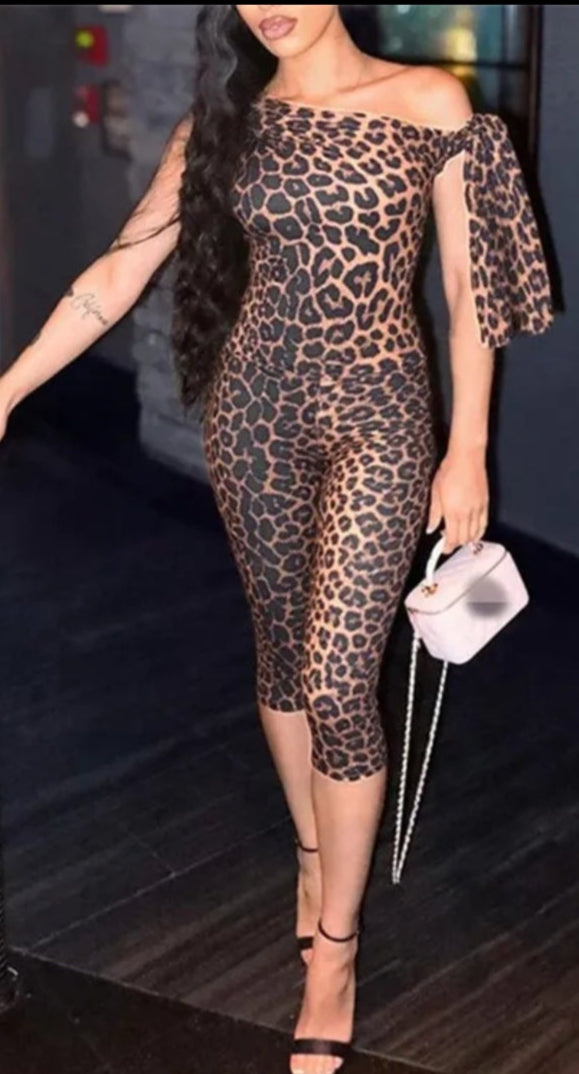 Cheetah Print Pant Set Side Tie - Brown or Black
