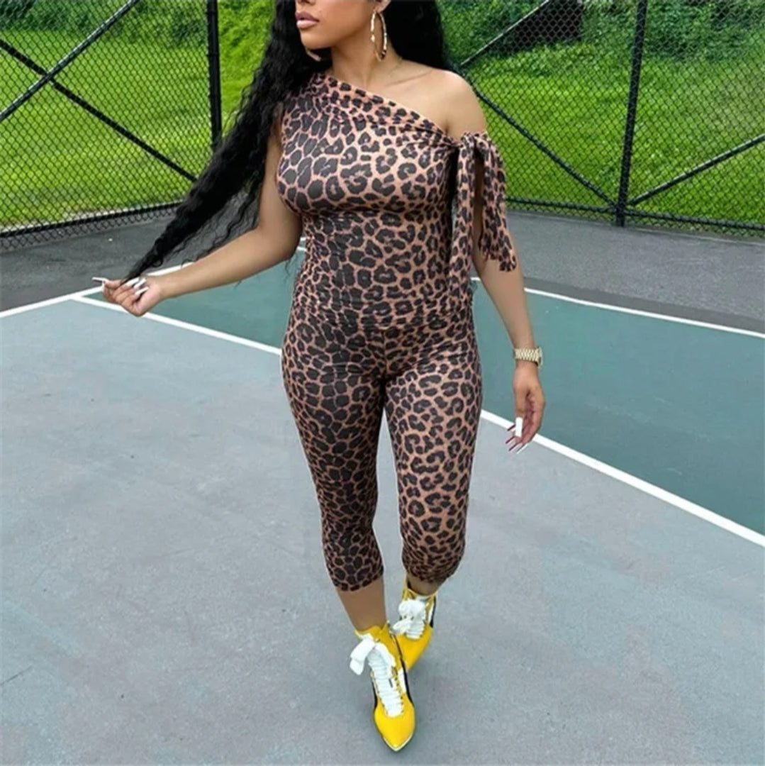 Cheetah Print Pant Set Side Tie - Brown or Black