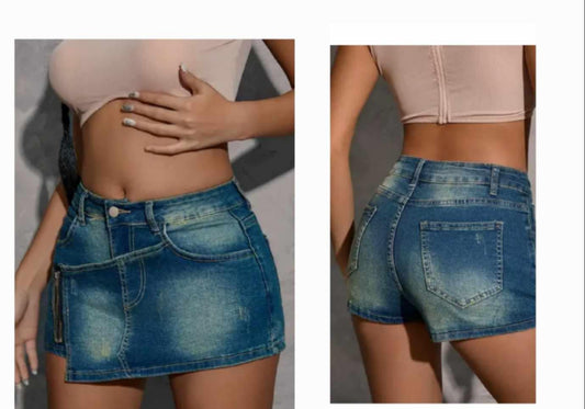Denim Skort Front Zipper