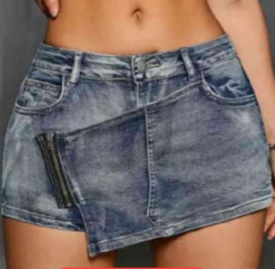 Denim Skort Zipper Dark finish