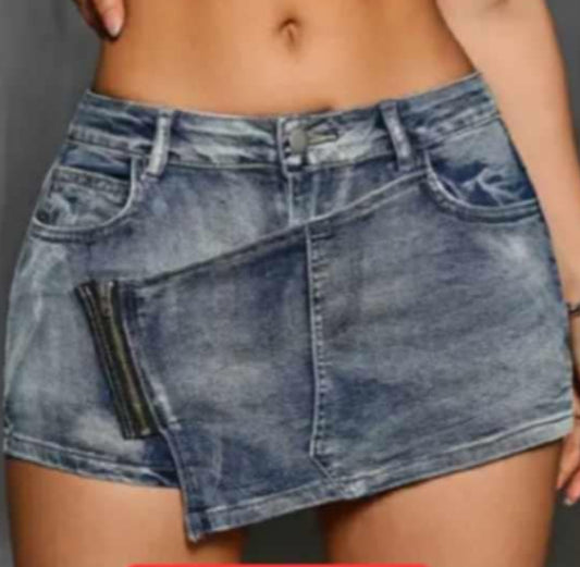 Denim Skort Zipper Dark finish