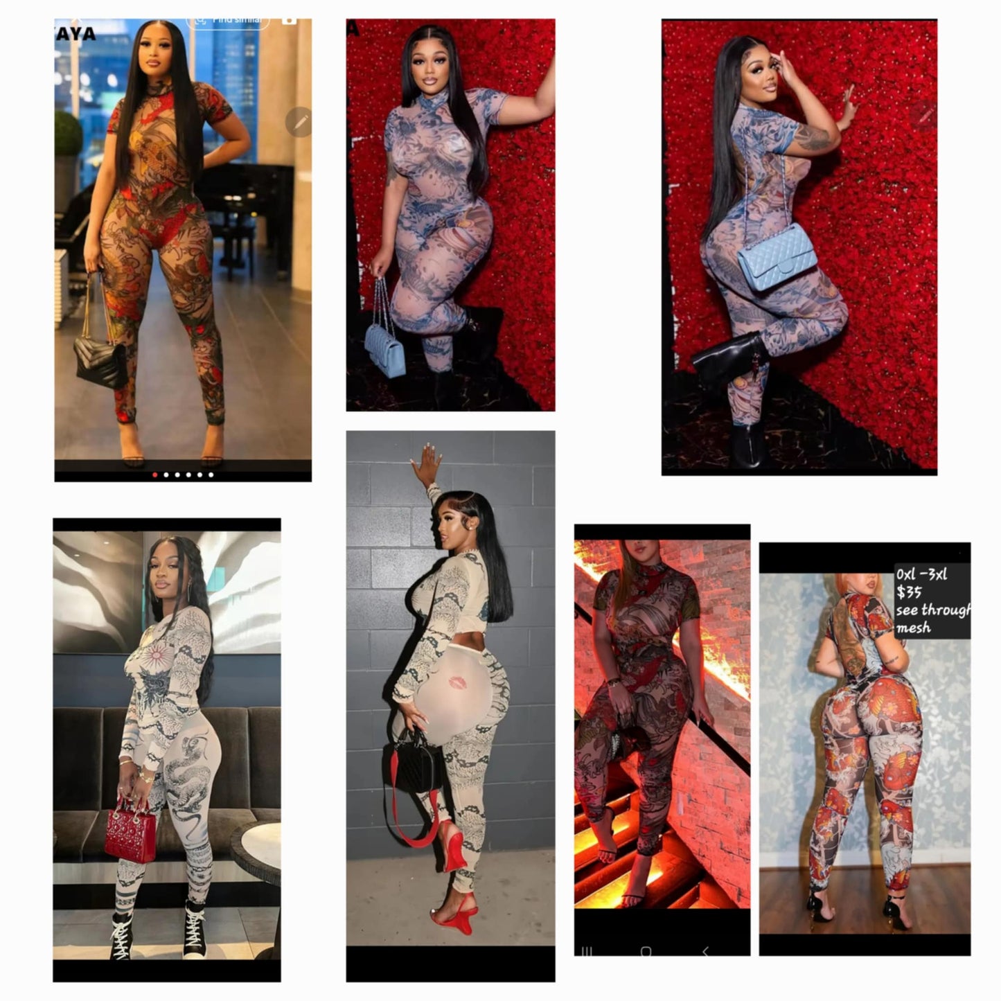 Mesh Graphic Design Pant Set