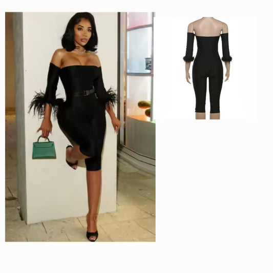 Fur Sleeve Jumpsuit