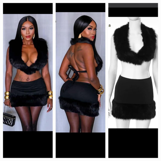Fur Skirt Set