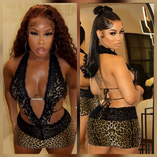 Dress Plunge Neckline Cheetah