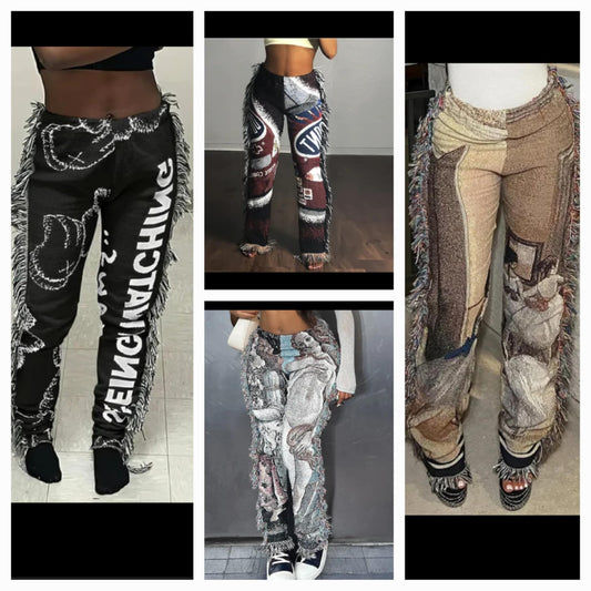 Graphic Tassel Pants