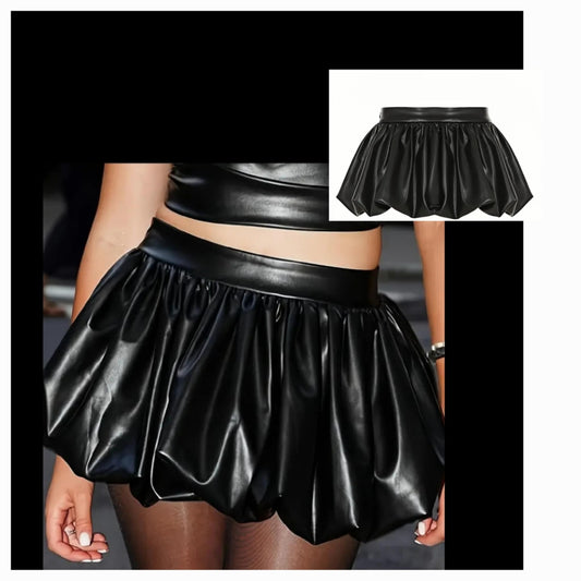 Faux Leather bubble Skirt