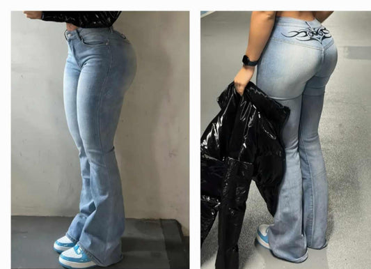 Waistband Graphic Jeans