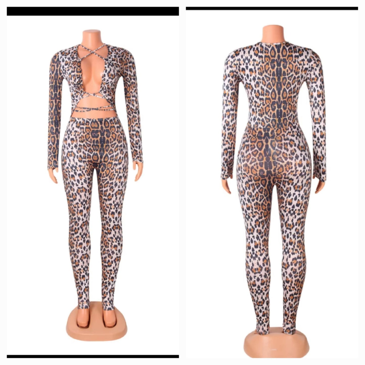 Cheetah Tie Front Jumpsuit