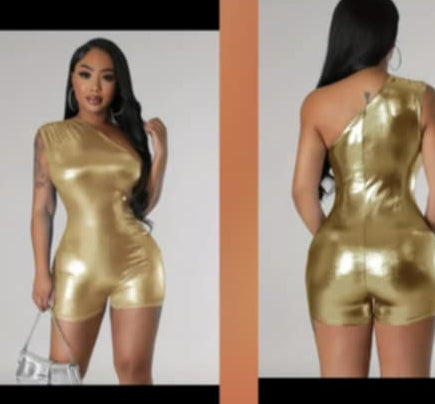 Rouged Metallic Romper