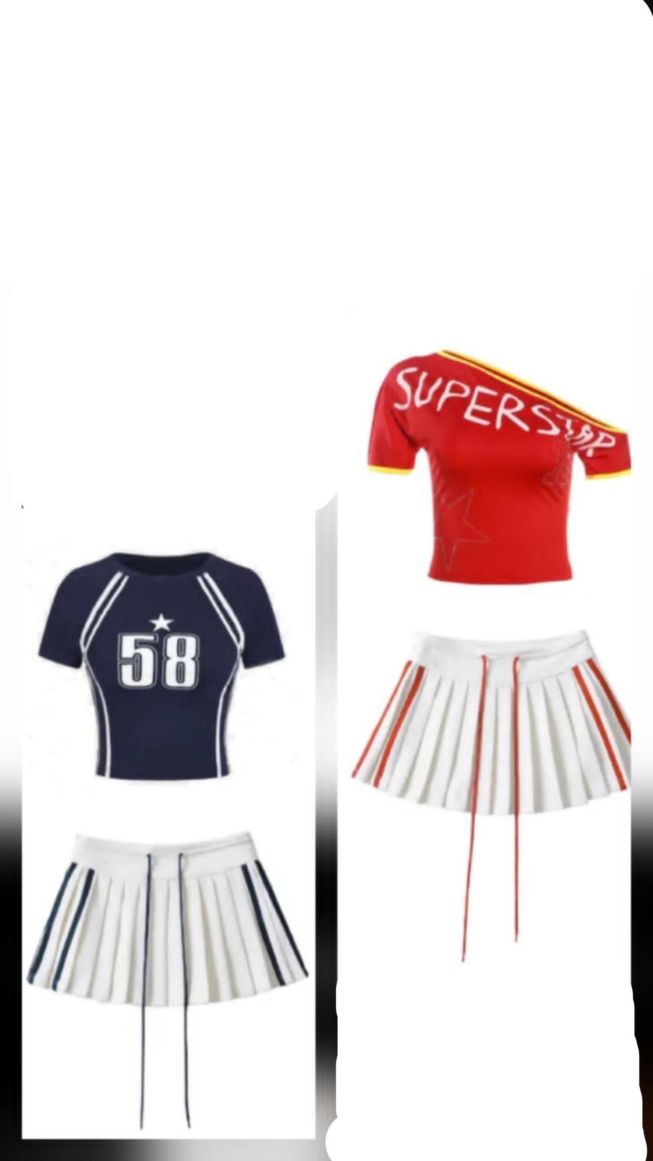Stripe Skirt Set -Navy or Red