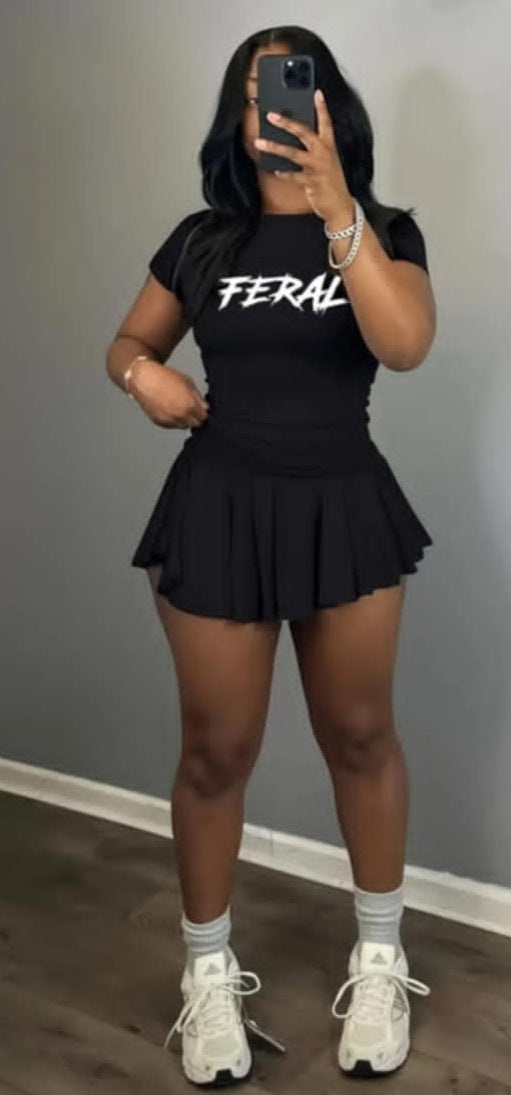 Graphic Short Sleeve Skort Set